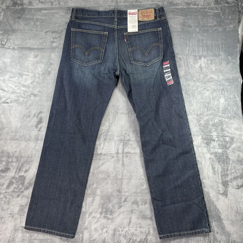 Y2K Levi's 505 Mens Blue Jeans Regular Fit Straight Leg Size 36x32 NWT